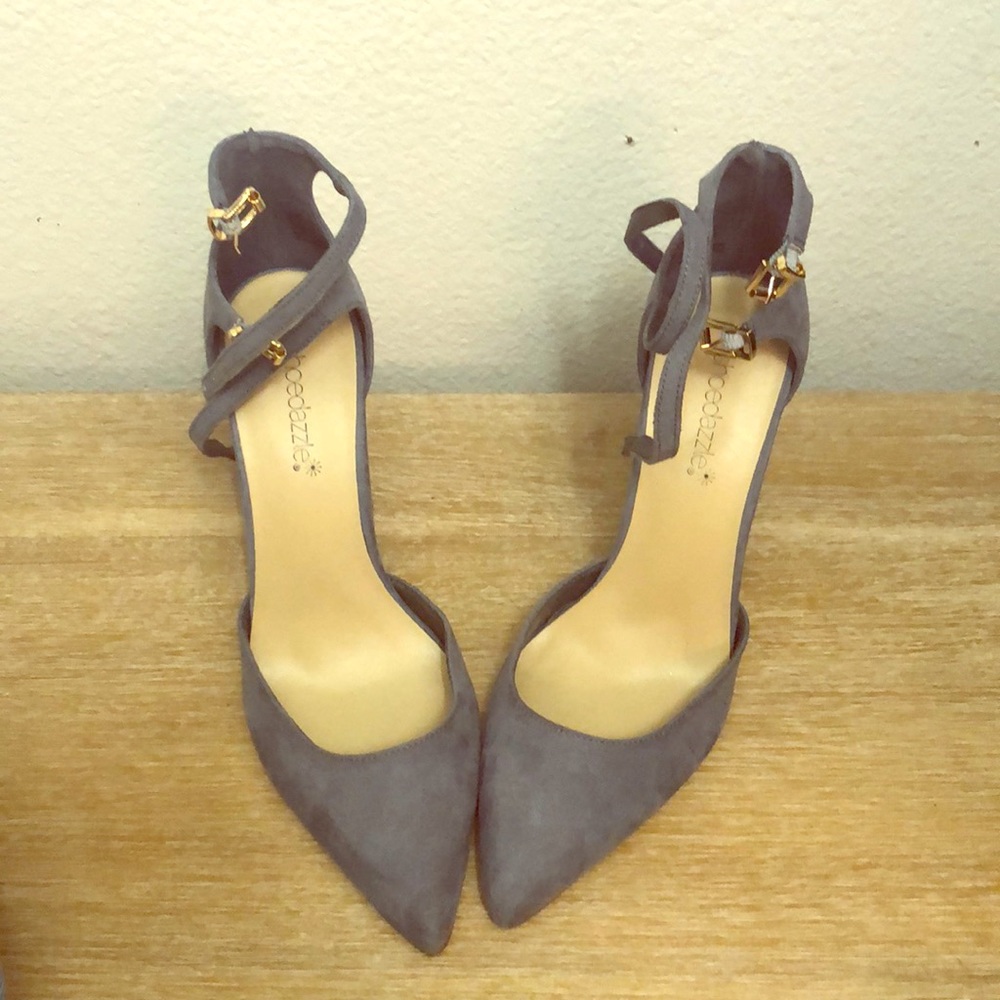 Blue suede heels
